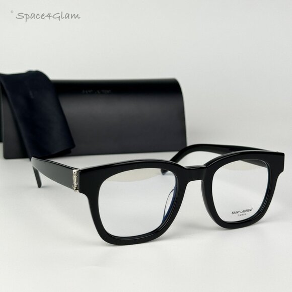 NEW Saint Laurent SLM124 OPT 001 Black Demo Cat Eye Unisex Eyeglasses - Picture 3 of 10